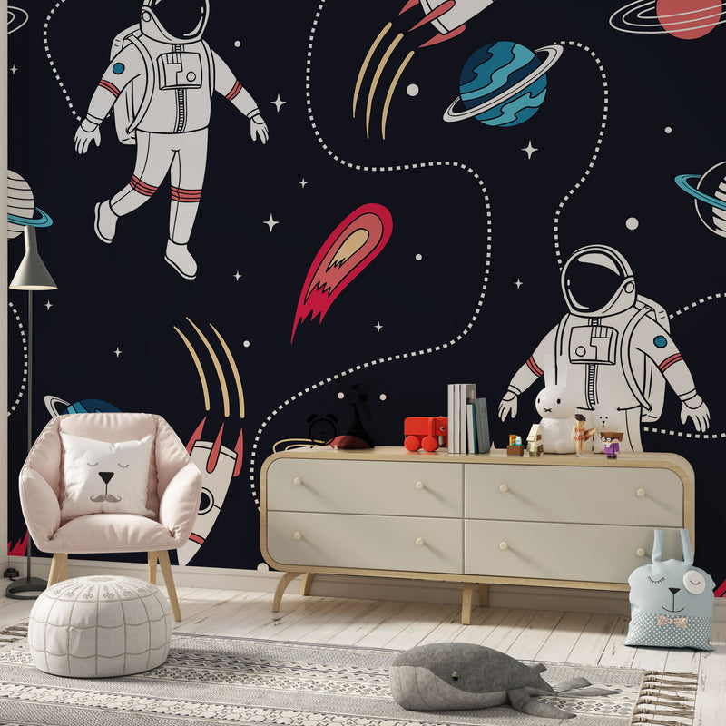 Kids astronauts and space elements