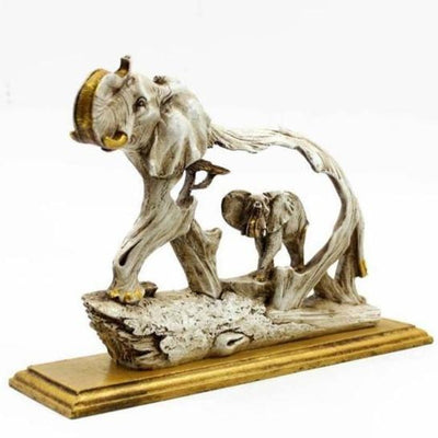 ﻿Feng Shui Golden Elephant Showpiece with Wooden Base (9462)