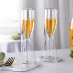 Glass in Glass | Set of 2 | 200ml | Weight Each 240 GMS | Double Walled Flute Glass | Spark (9462)ling Wine Glass | Unique | Champagne Gift Set(9462)