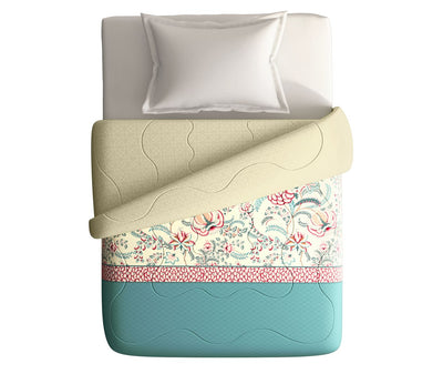 Intricate Floral Print Single Size Comforter (100% Cotton, Reversible)