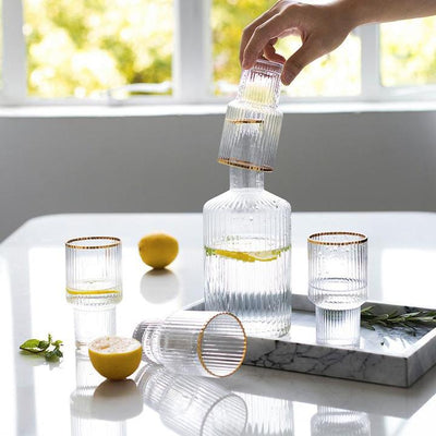 ATHENS Set of Classy Clear Decanter & Water Glasses