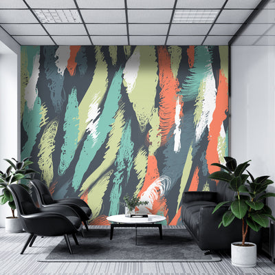 Multicolor abstract strips pattern – Mural Wallpaper, PVC Free, Non-Toxic