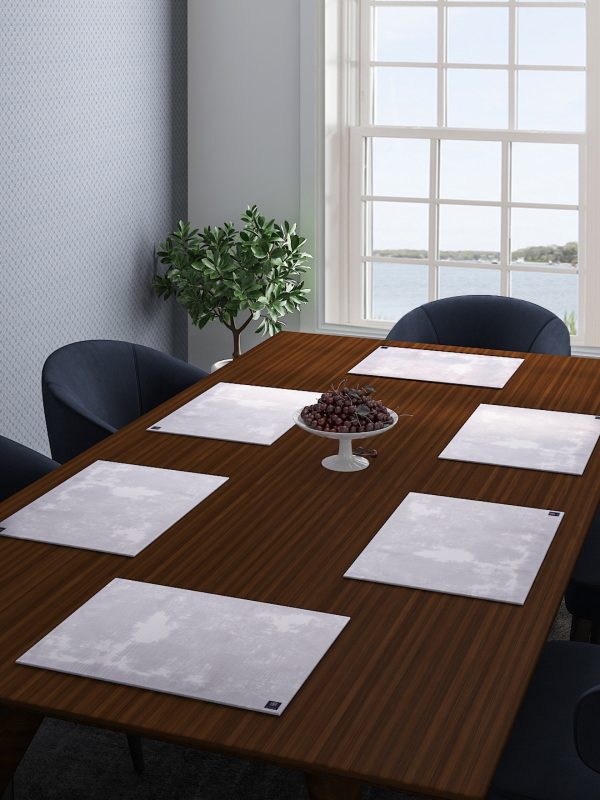 Silver Cotton Dining Table Mats/Place Mats – Set of 6