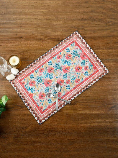 Pink & Blue Floral Printed Placemat/Table Mat Pack of 6