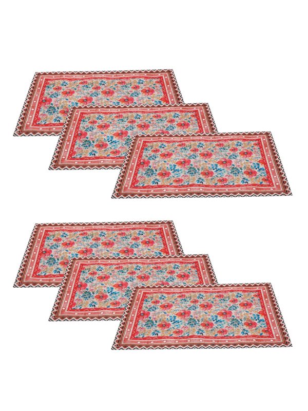 Pink & Blue Floral Printed Placemat/Table Mat Pack of 6