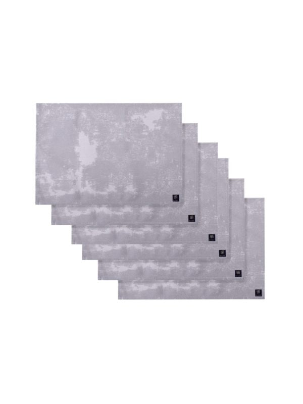 Silver Cotton Dining Table Mats/Place Mats – Set of 6