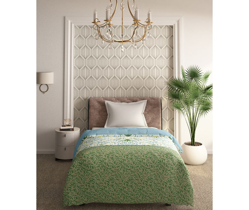 Foliage Inspired Pattern Single Size Comforter (100% Cotton, Reversible)