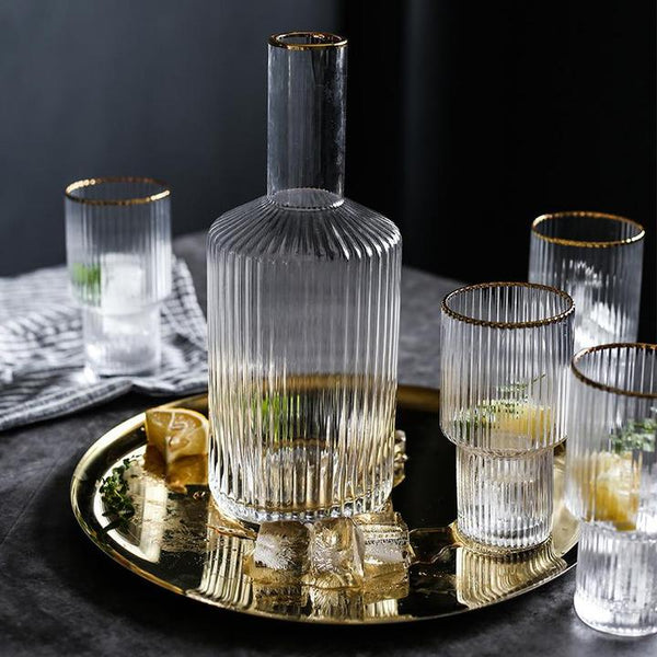 ATHENS Set of Classy Clear Decanter & Water Glasses