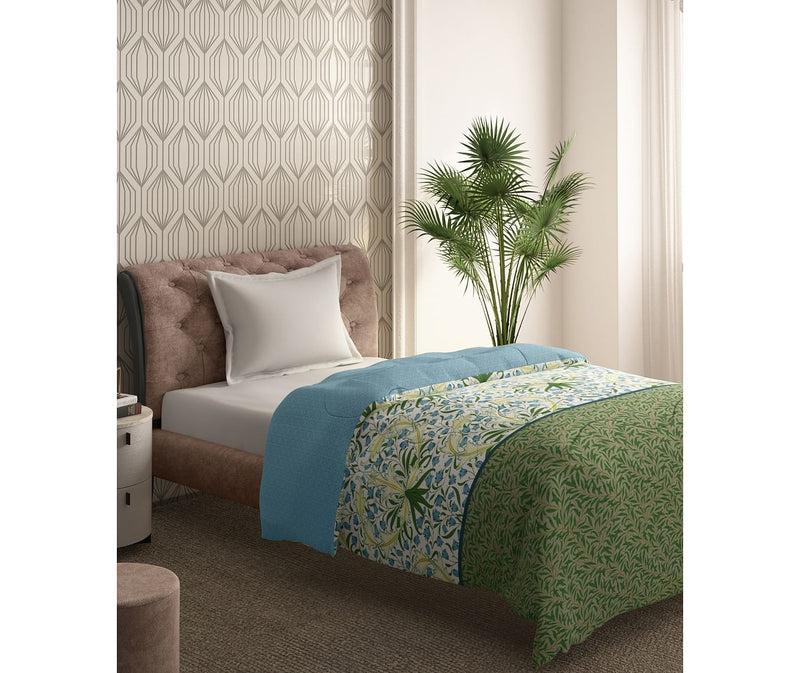 Foliage Inspired Pattern Single Size Comforter (100% Cotton, Reversible)