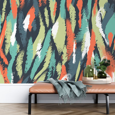 Multicolor abstract strips pattern – Mural Wallpaper, PVC Free, Non-Toxic