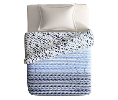 Shades Of Blue Soundwave Pattern Single Size Comforter (100% Cotton, Reversible)