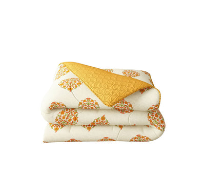 Turmeric Yellow Motif Double Size Comforter (100% Cotton, Reversible)