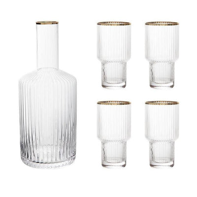 ATHENS Set of Classy Clear Decanter & Water Glasses