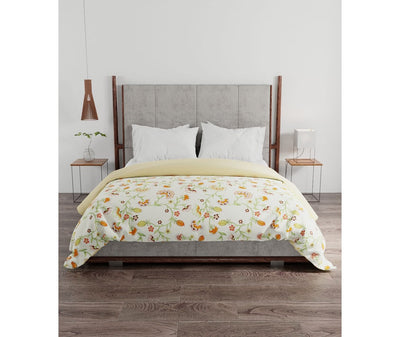 Quaint Orange & Green Floral Double Size Comforter (100% Cotton, Reversible)