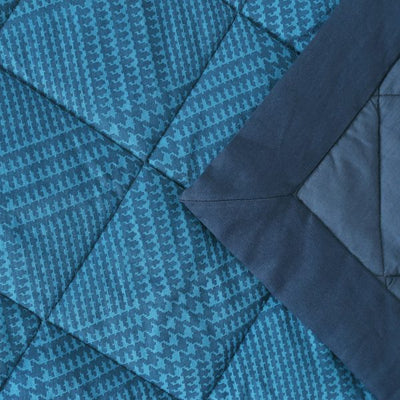 Houndstooth Print Blue 6 Pcs Double Quilt Set