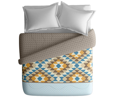 Geometric Print King Size Comforter (100% Cotton, Reversible)