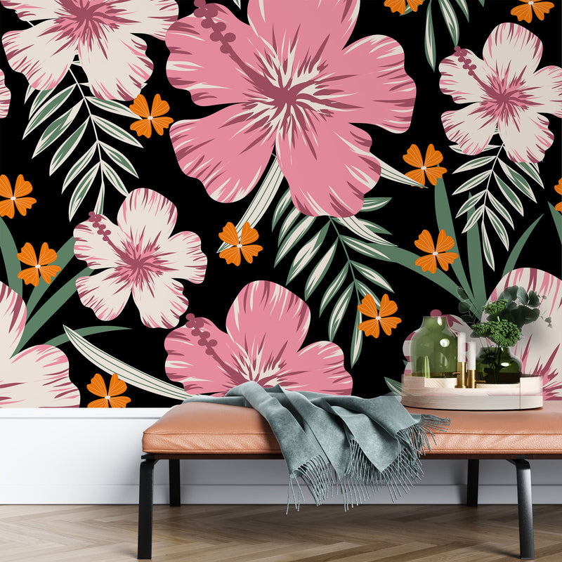 Pink flowers – Mural Wallpaper, PVC Free, Non-Toxic