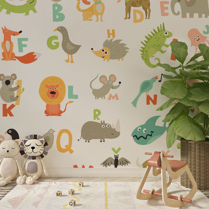 Kids childish alphabets with animals