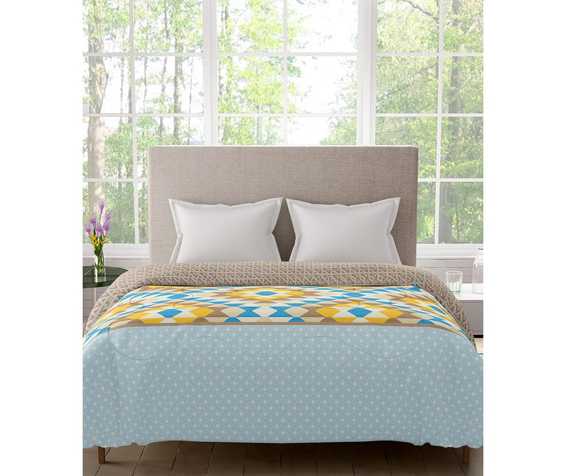 Geometric Print King Size Comforter (100% Cotton, Reversible)