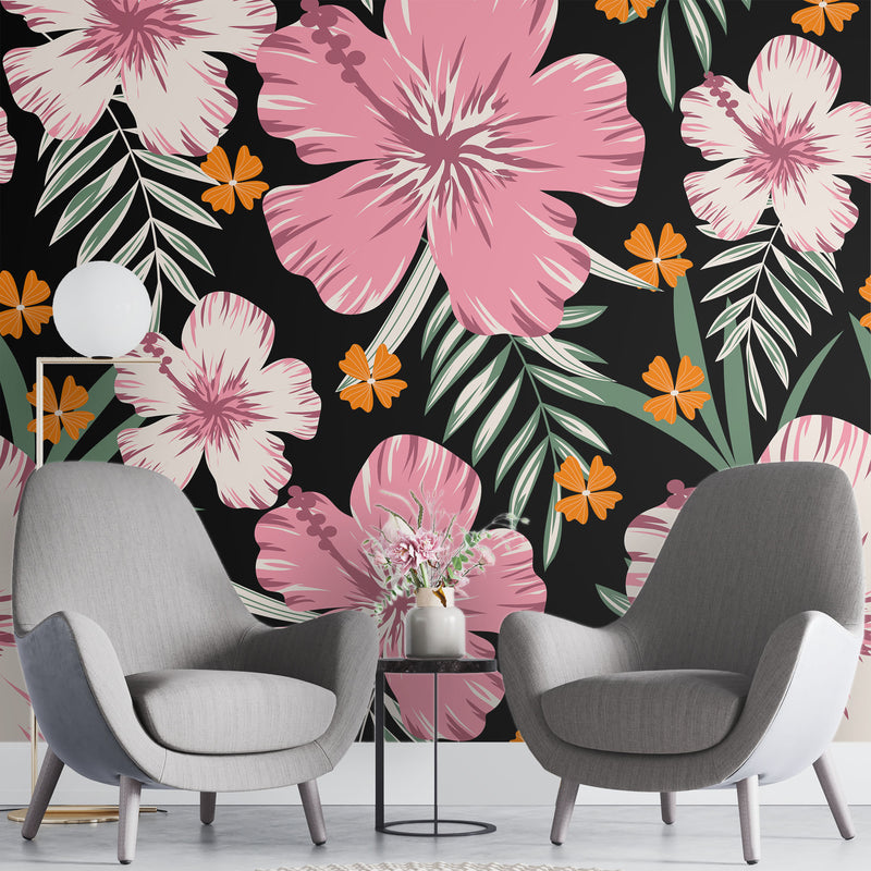 Pink flowers – Mural Wallpaper, PVC Free, Non-Toxic