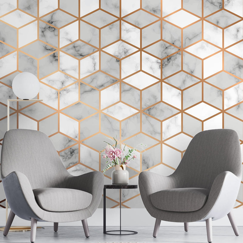 Multicolor cubic geometric – Mural Wallpaper, PVC Free, Non-Toxic