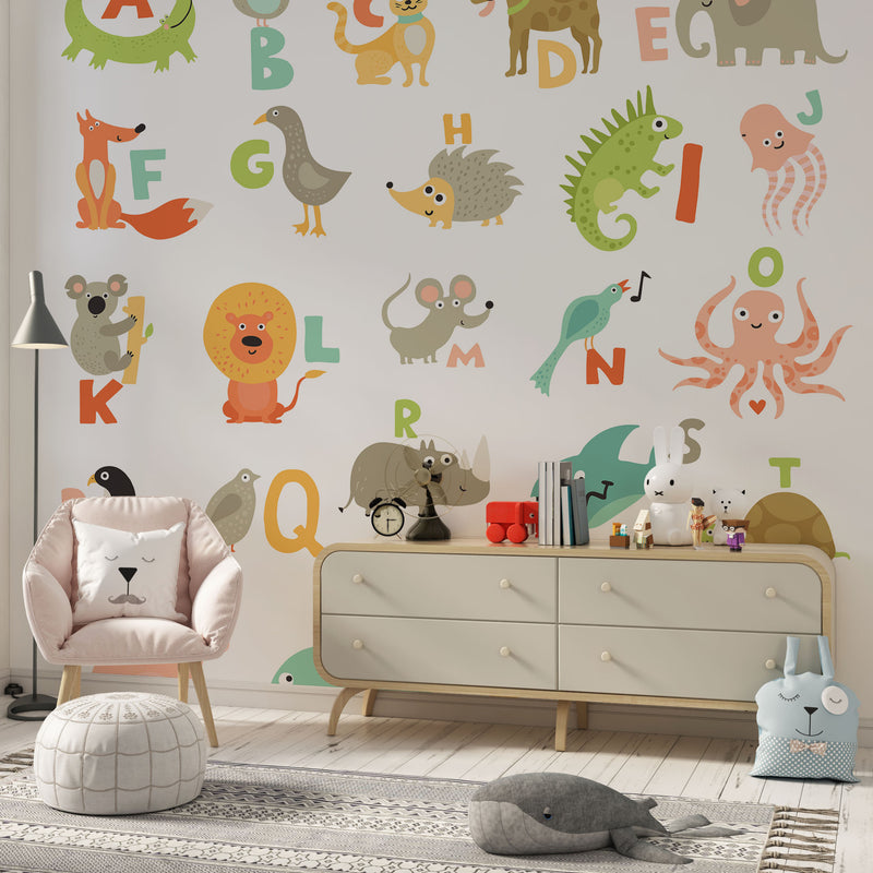 Kids childish alphabets with animals