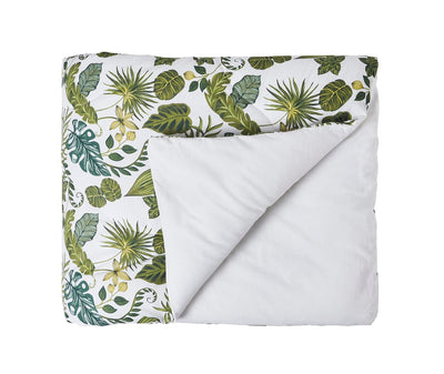 Tropical Green Nature Print King Size Comforter (100% Cotton, Reversible White Back)