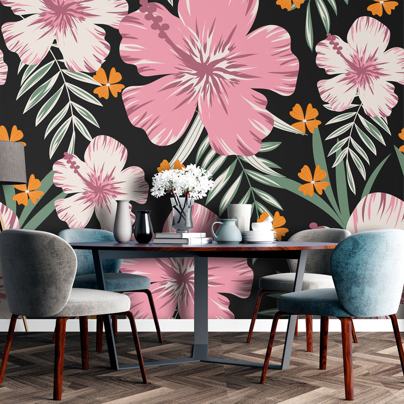 Pink flowers – Mural Wallpaper, PVC Free, Non-Toxic