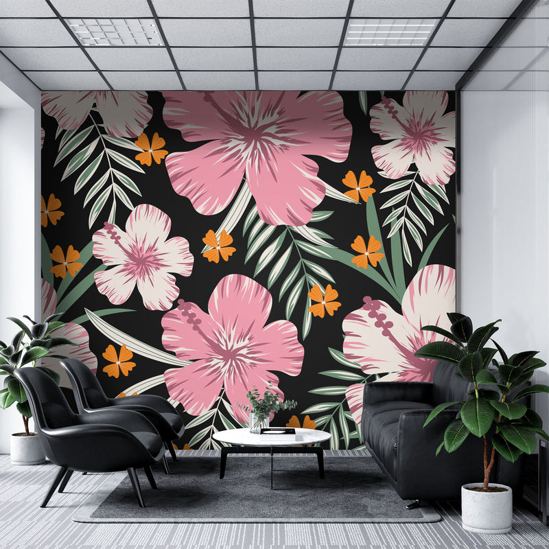 Pink flowers – Mural Wallpaper, PVC Free, Non-Toxic