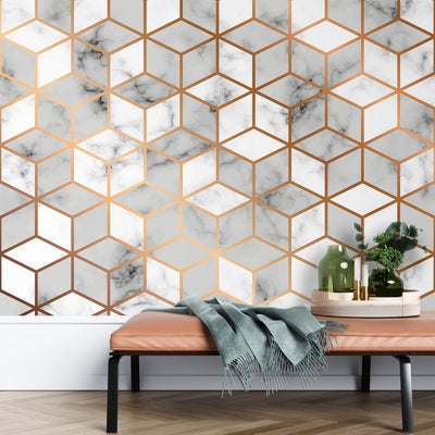 Multicolor cubic geometric – Mural Wallpaper, PVC Free, Non-Toxic