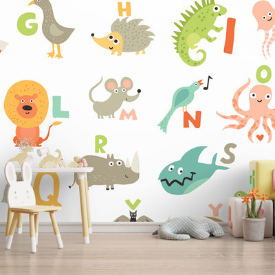 Kids childish alphabets with animals