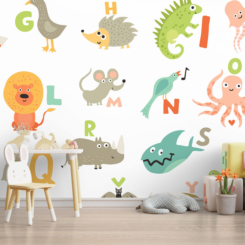 Kids childish alphabets with animals