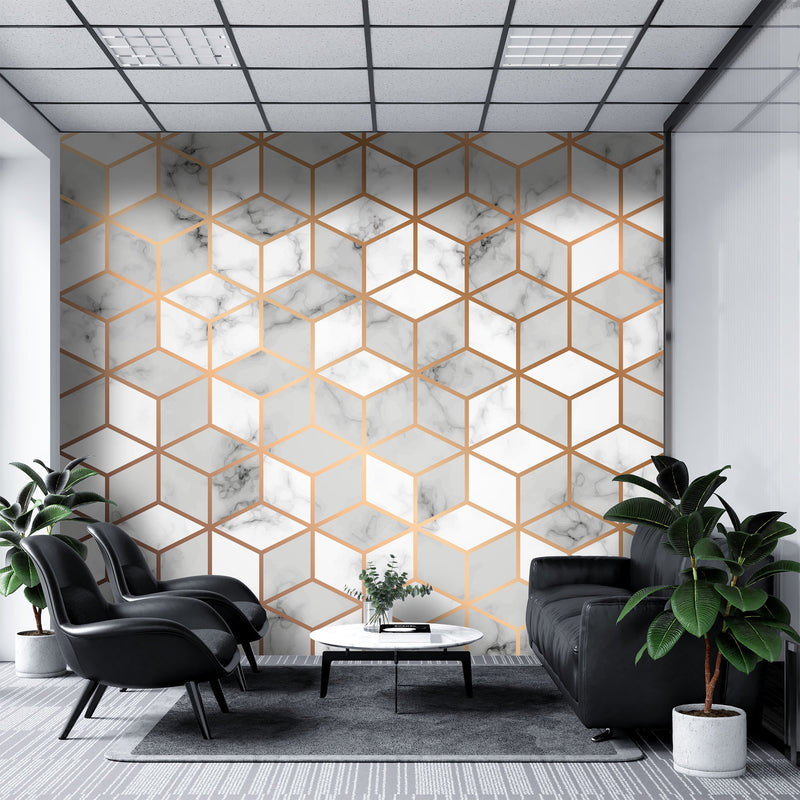 Multicolor cubic geometric – Mural Wallpaper, PVC Free, Non-Toxic