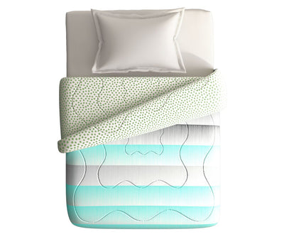 Intricate Striped Light Blue & Grey Print Single Size Comforter (100% Cotton, Reversible)