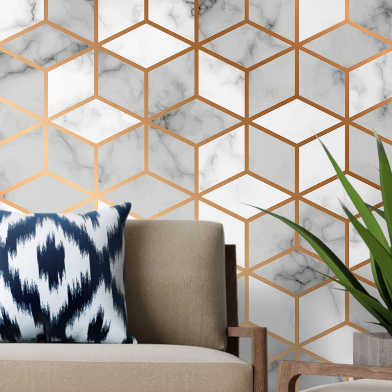 Multicolor cubic geometric – Mural Wallpaper, PVC Free, Non-Toxic