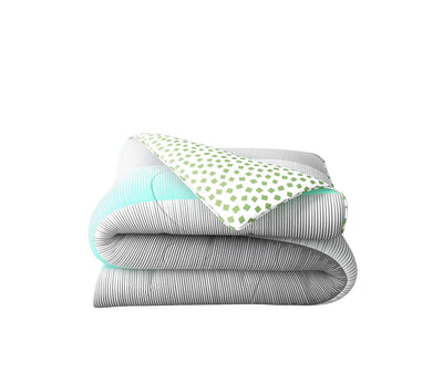 Intricate Striped Light Blue & Grey Print Single Size Comforter (100% Cotton, Reversible)