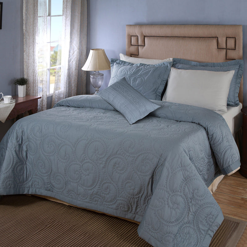 Mesh Blue 7 Pcs Double Quilt Set