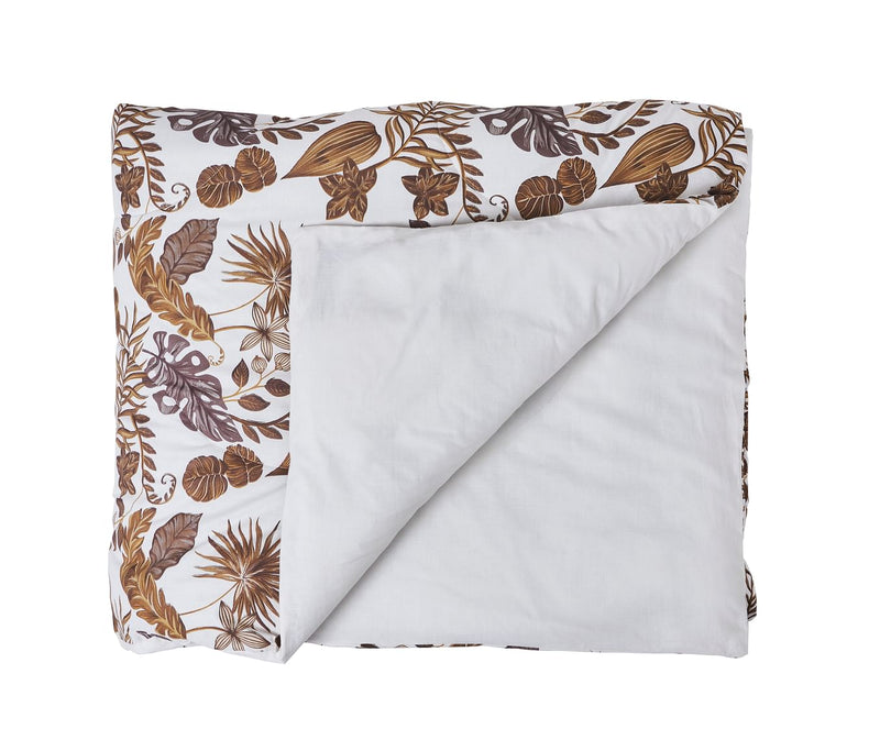 Tropical Brown Nature Print King Size Comforter (100% Cotton, Reversible White Back)