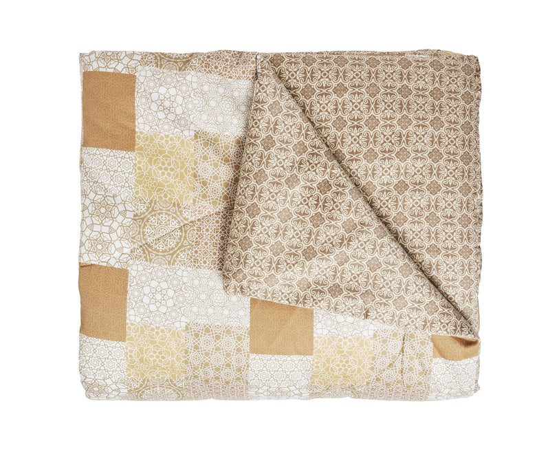 Sand-Hued Checkered Print Single Size Comforter (100% Cotton, Reversible)