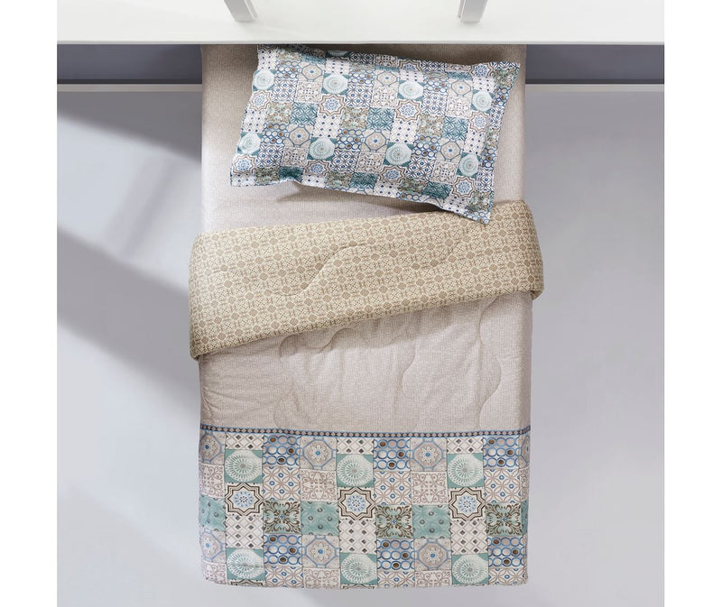 Intricate Tile Art Pattern Single Size Comforter (100% Cotton, Reversible)