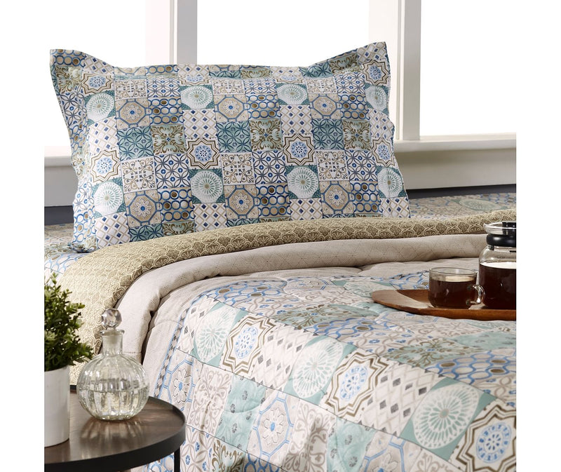 Intricate Tile Art Pattern Single Size Comforter (100% Cotton, Reversible)