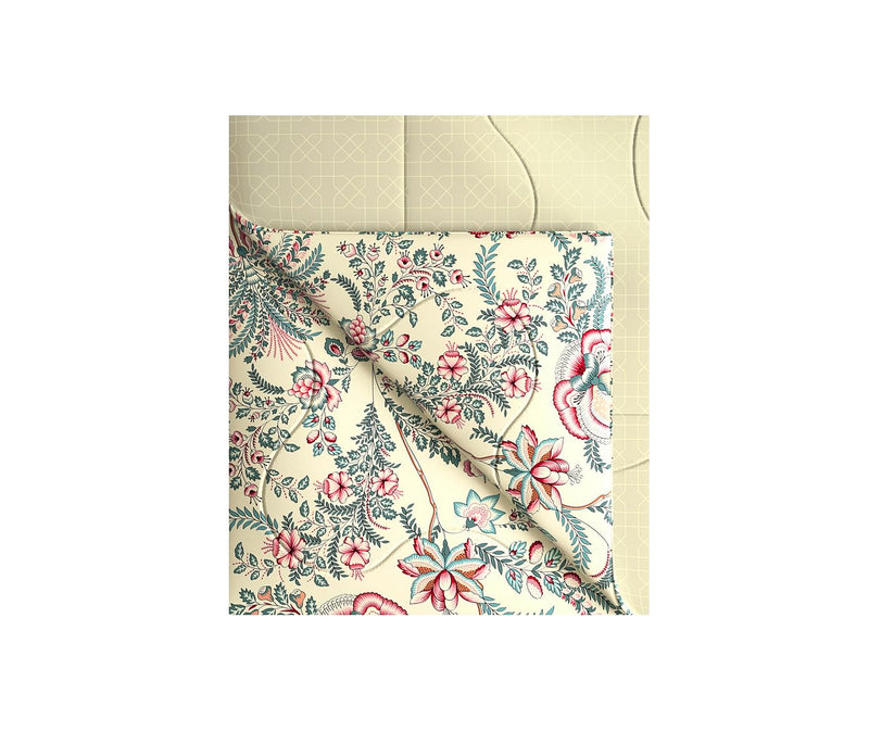 Intricate Floral Print Single Size Comforter (100% Cotton, Reversible)