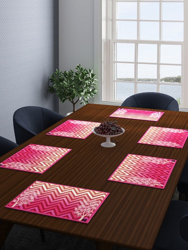 Pink Cotton Dining Table Mats/Place Mats – Set of 6