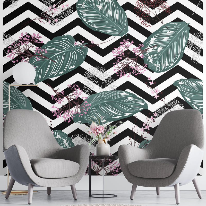 Geometrical leaf – Mural Wallpaper, PVC Free, Non-Toxic