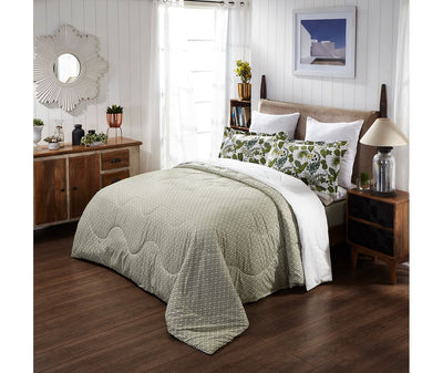 Forest Green Diamond Pattern King Size Comforter (100% Cotton, Reversible White Back)