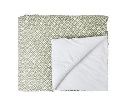 Forest Green Diamond Pattern King Size Comforter (100% Cotton, Reversible White Back)