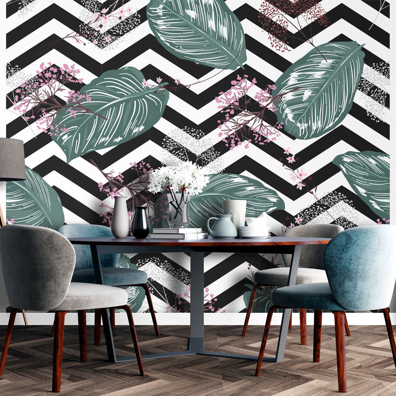 Geometrical leaf – Mural Wallpaper, PVC Free, Non-Toxic