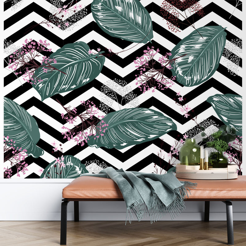 Geometrical leaf – Mural Wallpaper, PVC Free, Non-Toxic