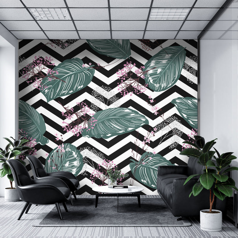 Geometrical leaf – Mural Wallpaper, PVC Free, Non-Toxic