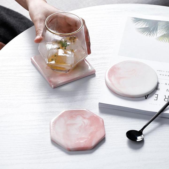 Pink Marble Design Coasters- Set of 6